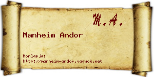 Manheim Andor névjegykártya